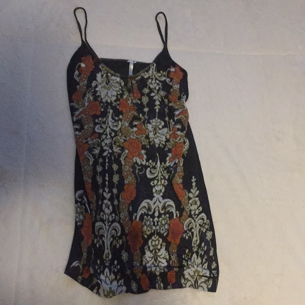 Navy/Gray Tank w/ Gorgeous Orange & White Pattern